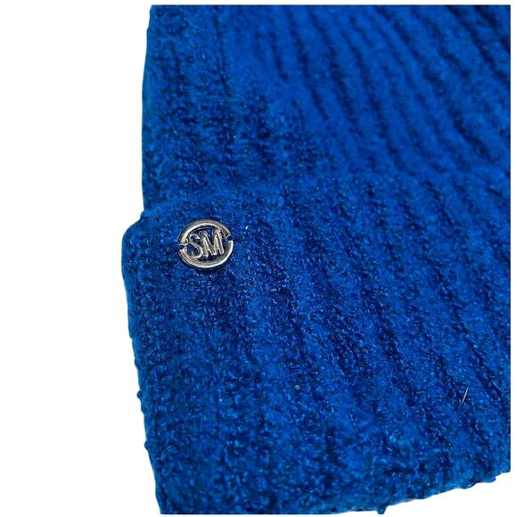 Steve Madden Cobalt Blue Winter Beanie with Pom NWT - Picture 2 of 3